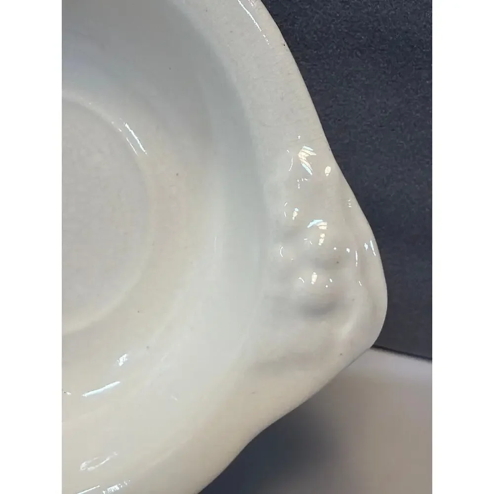Vtg Art Pottery Dish Off White Glaze Dish Crazing Made In California USA